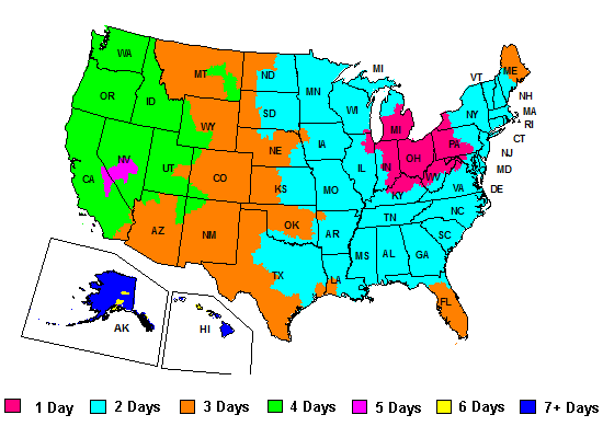 Shipping Zone Map